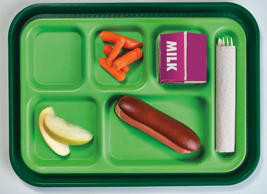 School Tray with Hotdog Bun Photo
